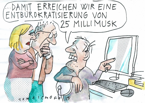 Cartoon: Entbürokratisierung (medium) by Jan Tomaschoff tagged bürokratie,musk,bürokratie,musk