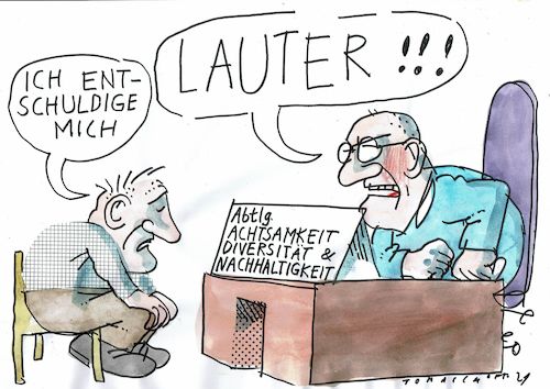 Cartoon: Entschuldigung (medium) by Jan Tomaschoff tagged achtsamkeit,verständnis,fdassade,lüge,achtsamkeit,verständnis,fdassade,lüge
