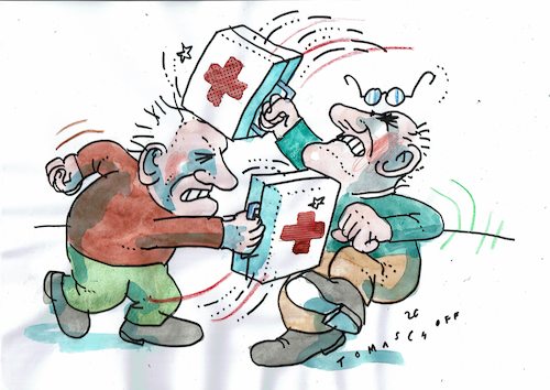 Cartoon: Es laufen Studien (medium) by Jan Tomaschoff tagged medizin,wissenschaft,meinungen,medizin,wissenschaft,meinungen