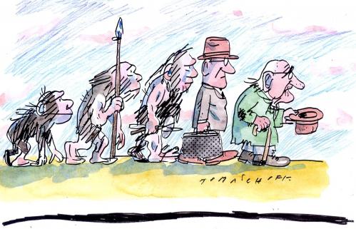 Cartoon: Evolution (medium) by Jan Tomaschoff tagged armut,armutsgrenze,poverty,evolution