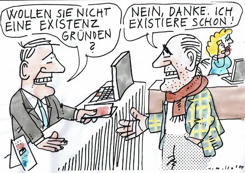 Cartoon: Existenz (medium) by Jan Tomaschoff tagged geld,leben,geld,leben