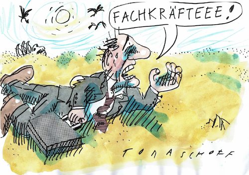 Cartoon: Fachkräftemangel (medium) by Jan Tomaschoff tagged fachkräfte,mangel,fachkräfte,mangel