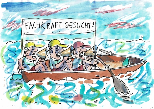 Cartoon: Fachkraft (medium) by Jan Tomaschoff tagged fachkräftemangel,qualifikation,wirtschaft,fachkräftemangel,qualifikation,wirtschaft