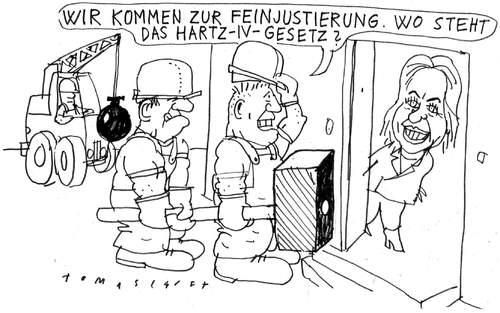 Cartoon: Feinjustierung (medium) by Jan Tomaschoff tagged hartz4