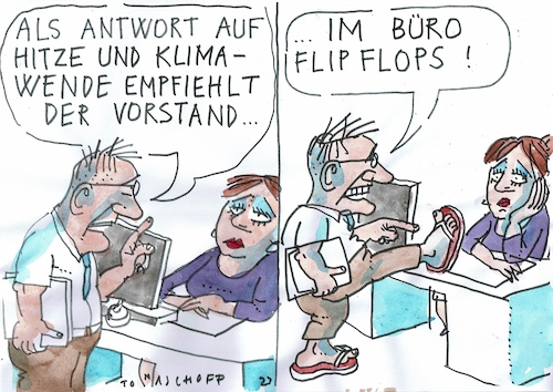 Cartoon: Flipflops (medium) by Jan Tomaschoff tagged klima,hitze,sommer,klima,hitze,sommer