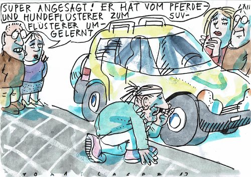 Cartoon: Flüsterer (medium) by Jan Tomaschoff tagged auto,suv,auto,suv