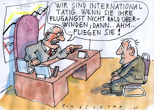 Cartoon: Flugangst (medium) by Jan Tomaschoff tagged flugangst,job,aussendienst,flugangst,job,aussendienst