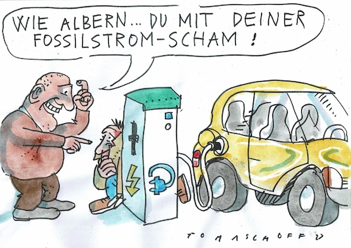 Cartoon: Fossilstrom (medium) by Jan Tomaschoff tagged strom,fossilenergie,elektroauto,strom,fossilenergie,elektroauto