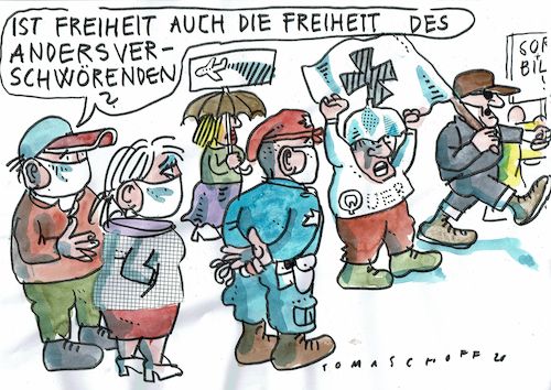 Cartoon: Freiheit (medium) by Jan Tomaschoff tagged verschwörung,meinungsfreiheit,verschwörung,meinungsfreiheit