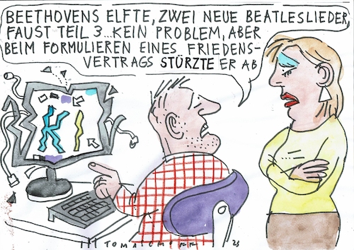 Cartoon: Friedensvertrag (medium) by Jan Tomaschoff tagged ki,frieden,konflikte,ki,frieden,konflikte