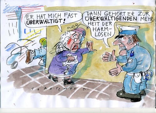 Cartoon: friedlich (medium) by Jan Tomaschoff tagged migration,angst,kriminalität,toleranz,migration,angst,kriminalität,toleranz
