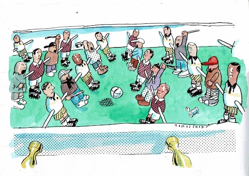 Cartoon: Fussball (medium) by Jan Tomaschoff tagged fussball,fans,gewalt,fussball,fans,gewalt