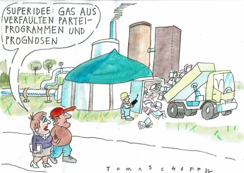 Cartoon: Gas (medium) by Jan Tomaschoff tagged biogas,sanktionen,energiekrise,ukrainekrieg,parteiprogramme,biogas,sanktionen,energiekrise,ukrainekrieg,parteiprogramme
