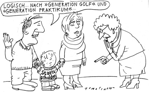 Cartoon: Generation Golf (medium) by Jan Tomaschoff tagged generation,golf,praktikum,familie,kinder,alter,generation,golf,praktikum,familie,kinder,alter