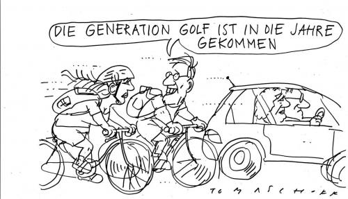 Cartoon: Generation Golf (medium) by Jan Tomaschoff tagged generationen,golf