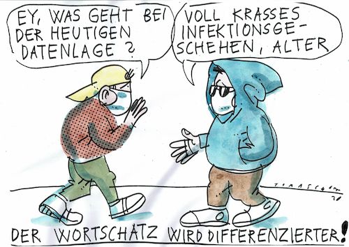 Cartoon: Geschehen (medium) by Jan Tomaschoff tagged corona,sprache,virologie,corona,sprache,virologie