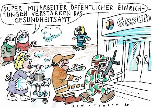Cartoon: Gesundheitsamt (medium) by Jan Tomaschoff tagged crona,gesundheitsamt,personalmangel,crona,gesundheitsamt,personalmangel