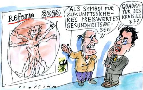 Cartoon: Gesundheitswesen (medium) by Jan Tomaschoff tagged gesundheitssystem,ärzte,kassen,krankheiten,kopfpauschale