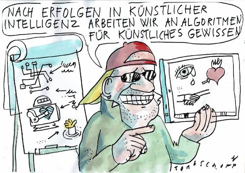 Cartoon: Gewissen (medium) by Jan Tomaschoff tagged mensch,maschine,roboter,mensch,maschine,roboter