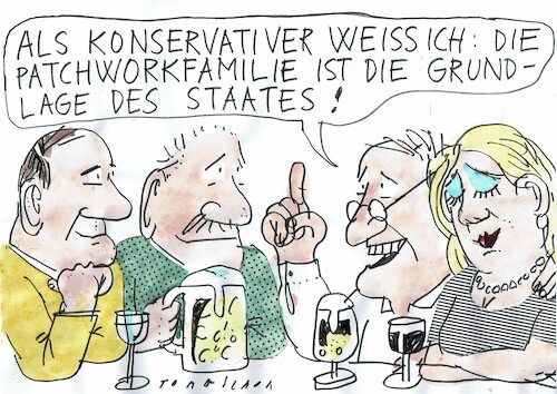 Cartoon: Grundlage (medium) by Jan Tomaschoff tagged patchwork,familie,konservativismus,patchwork,familie,konservativismus
