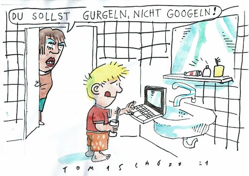 Cartoon: gurgeln (medium) by Jan Tomaschoff tagged internet,kinder,internet,kinder
