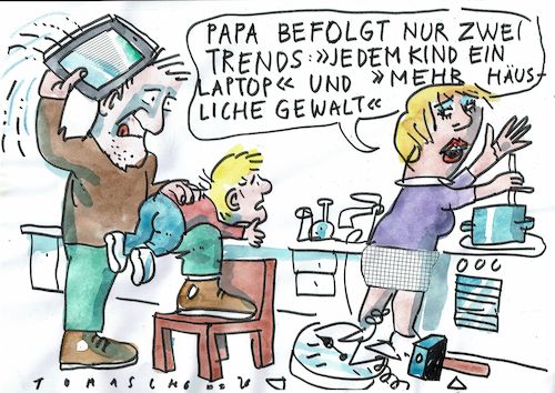 Cartoon: häuslich (medium) by Jan Tomaschoff tagged corona,digitalisierung,häusliche,gewalt,corona,digitalisierung,häusliche,gewalt
