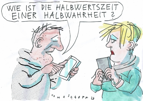 Cartoon: Halbwahrheit (medium) by Jan Tomaschoff tagged lüge,wahrheit,hetze,lüge,wahrheit,hetze