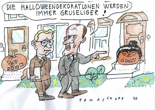 Cartoon: Halloween (medium) by Jan Tomaschoff tagged merz,cdu,wagebknecht,bws,koallitionen,merz,cdu,wagebknecht,bws,koallitionen