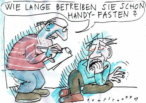Cartoon: Handyfasten (medium) by Jan Tomaschoff tagged handy,netz,kommunikation,handy,netz,kommunikation