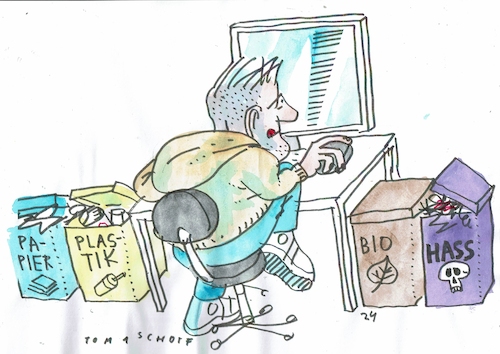 Cartoon: Hass (medium) by Jan Tomaschoff tagged internett,hass,mail,internett,hass,mail