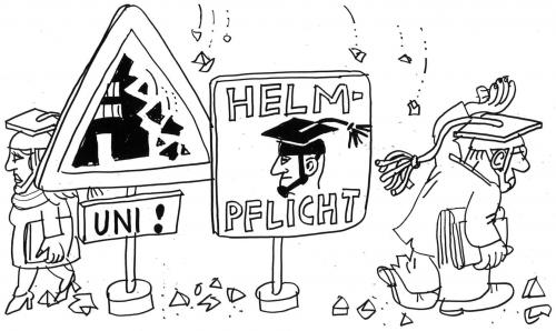 Cartoon: Helmpflicht (medium) by Jan Tomaschoff tagged universitäten,studium,studenten