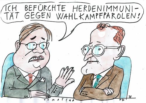 Cartoon: Herdenimmunität (medium) by Jan Tomaschoff tagged wahlkampf,corona,wahlkampf,corona