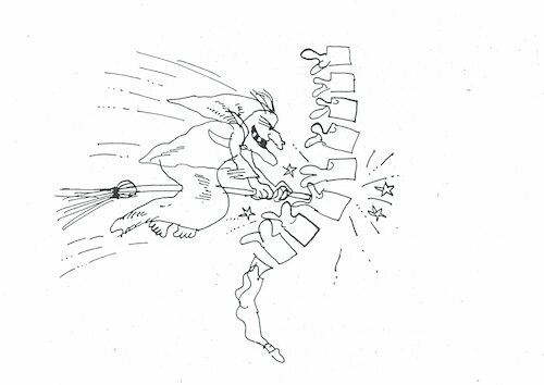 Cartoon: Hexenschuss (medium) by Jan Tomaschoff tagged hexenschuss,wirbelsäule,rücken,hexenschuss,wirbelsäule,rücken