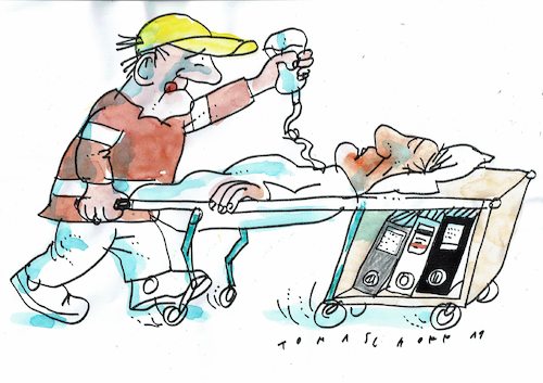 Cartoon: Hilfe (medium) by Jan Tomaschoff tagged gesundheitswesen,bürokratie,gesundheitswesen,bürokratie