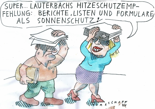 Cartoon: Hitzeschutz (medium) by Jan Tomaschoff tagged hitzeschutz,gesundheit,lauterbach,hitzeschutz,gesundheit,lauterbach