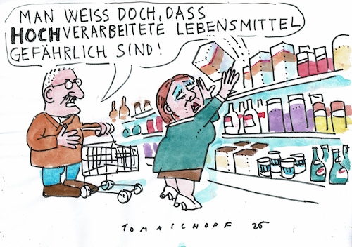 Cartoon: hoch (medium) by Jan Tomaschoff tagged gesundheit,ernährung,verarbeitung,gesundheit,ernährung,verarbeitung