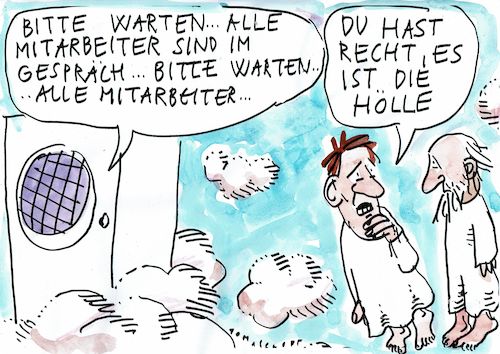 Cartoon: Hölle (medium) by Jan Tomaschoff tagged telefon,call,center,personalmangel,telefon,call,center,personalmangel
