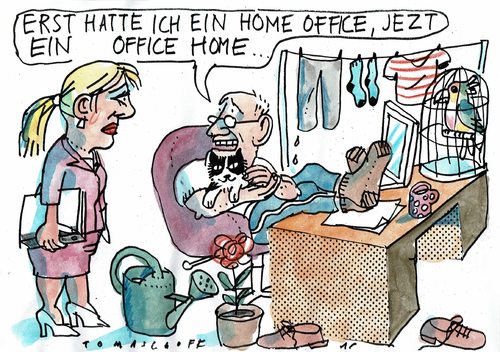 Cartoon: Home office (medium) by Jan Tomaschoff tagged arbeit,freizeit,arbeit,freizeit