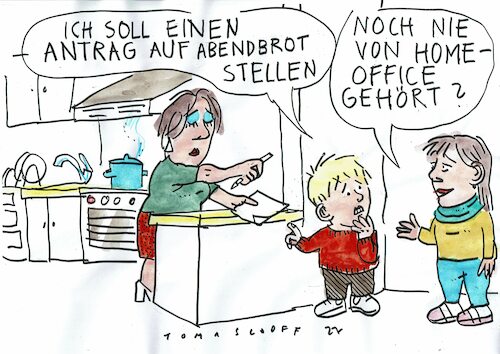 Cartoon: home office (medium) by Jan Tomaschoff tagged home,office,familie,corona,home,office,familie,corona