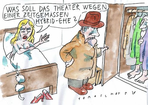 Cartoon: Hybrid (medium) by Jan Tomaschoff tagged ehe,seitensprung,treue,ehe,seitensprung,treue