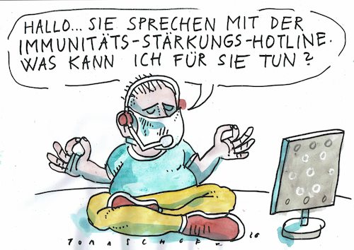 Cartoon: Immunität (medium) by Jan Tomaschoff tagged corona,immunität,psyche,meditation,corona,immunität,psyche,meditation