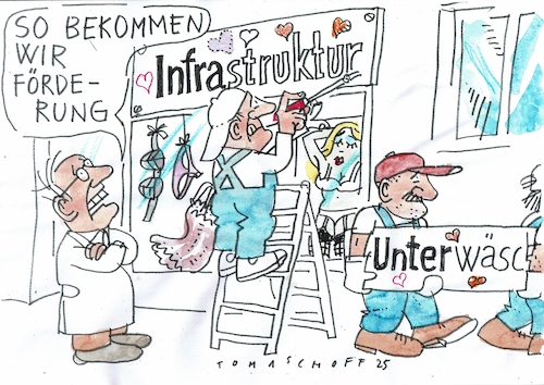 Cartoon: Infrastruktur (medium) by Jan Tomaschoff tagged investitionen,geld,infrastruktur,stzaatsschulden,investitionen,geld,infrastruktur,stzaatsschulden