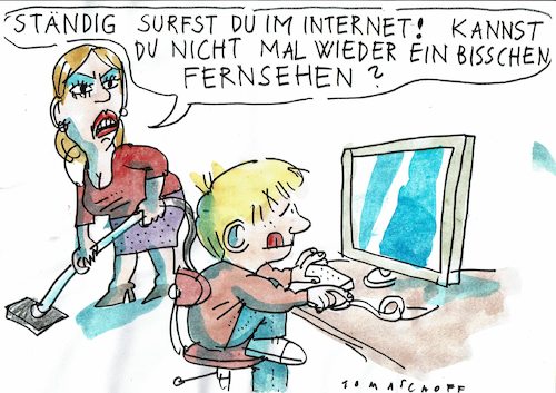 Cartoon: Internetsucht (medium) by Jan Tomaschoff tagged medien,internet,kinder,medien,internet,kinder