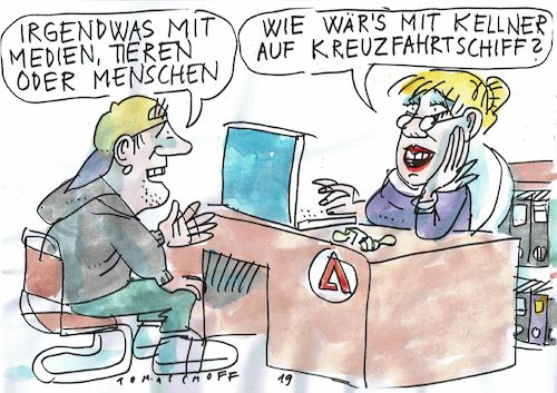 Cartoon: irgendwas mit Menschen (medium) by Jan Tomaschoff tagged berufswahl,tourismus,berufswahl,tourismus