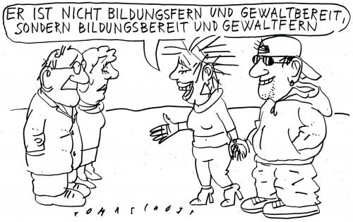 Cartoon: Jung und männlich... (medium) by Jan Tomaschoff tagged jugend,gewalt,bildung,education,generation