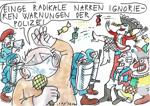 Cartoon: Karbneval (medium) by Jan Tomaschoff tagged corona,abstand,pandemie,karneval,corona,abstand,pandemie,karneval