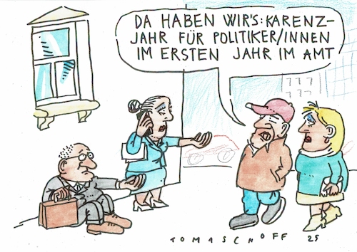 Cartoon: Karenz (medium) by Jan Tomaschoff tagged politiker,geld,gehalt,karenz,krankheit,politiker,geld,gehalt,karenz,krankheit