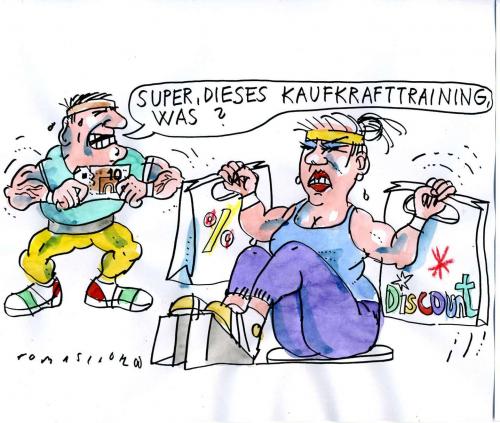 Cartoon: Kaufkrafttraining (medium) by Jan Tomaschoff tagged kaufkraft,konsum,preise
