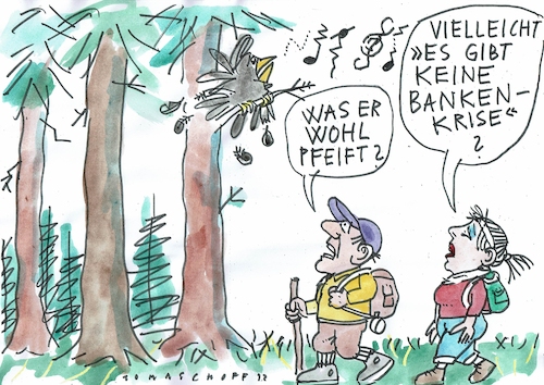 Cartoon: keine Bankenkrise (medium) by Jan Tomaschoff tagged angst,bankenkrise,angst,bankenkrise