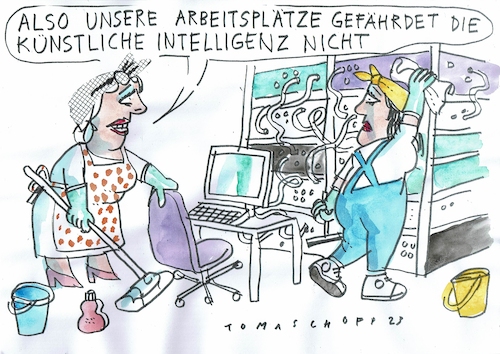 Cartoon: KI (medium) by Jan Tomaschoff tagged künstliche,intelligenz,ungelernte,jobs,künstliche,intelligenz,ungelernte,jobs